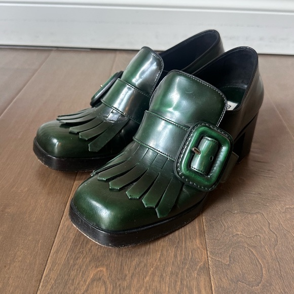 Miu Miu Shoes - MIU MIU by PRADA Green Platform Loafers